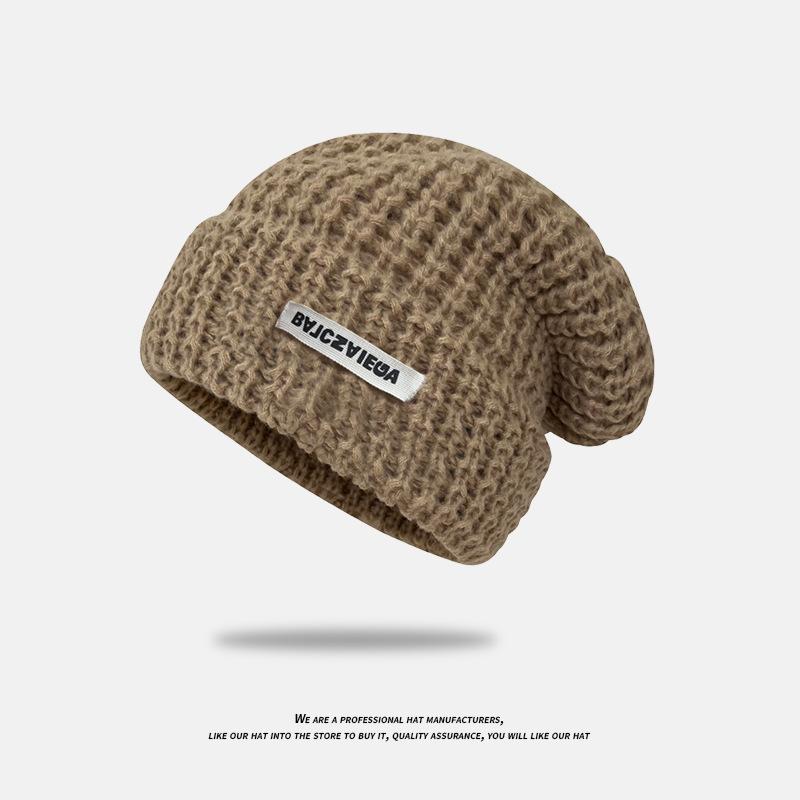 Autumn and Winter Korean Style Versatile Large Head Circumference Showing Face Small Knitted Hat Warm Large Version Pile of Hats