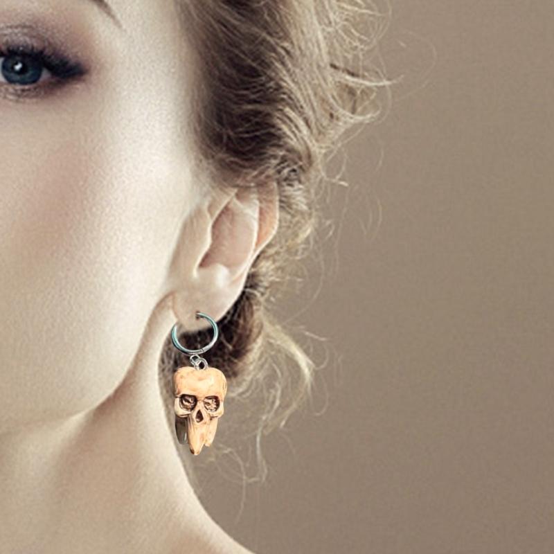 Fashionable Sturdy Resin Gothics Skull Hoop Earrings Punk Styles Handmade Craft Supplies Dark Horror Jewelry Women