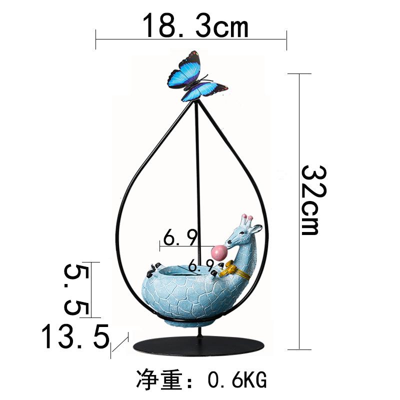 Creative Wrought Iron Hanging Wenzhu Succulent Small Green Plant Flower Pot Cartoon Resin Animal Cradle Flower Pot Desktop Decoration