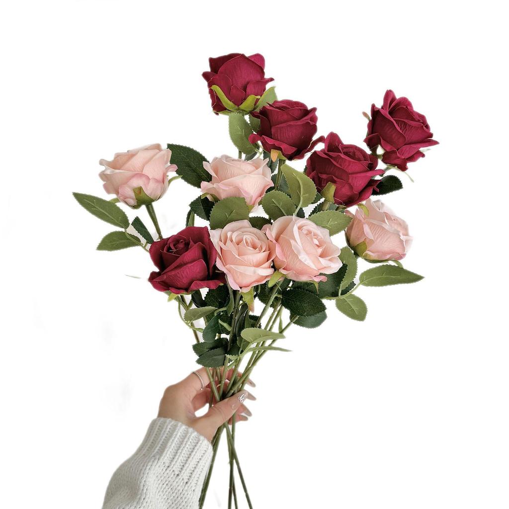 Realistic Single Rose Artificial Flower for Vase Decor