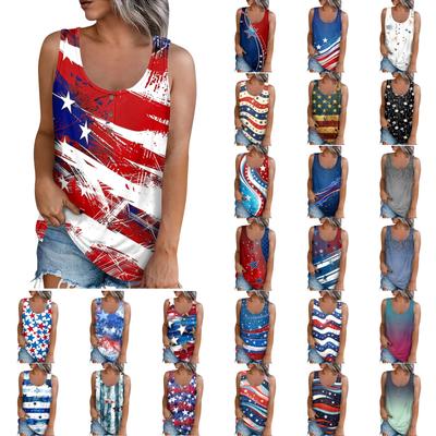 Women's Fashion Summer Round Neck Tank Top Lightweight Sleeveless  Print Tank Top