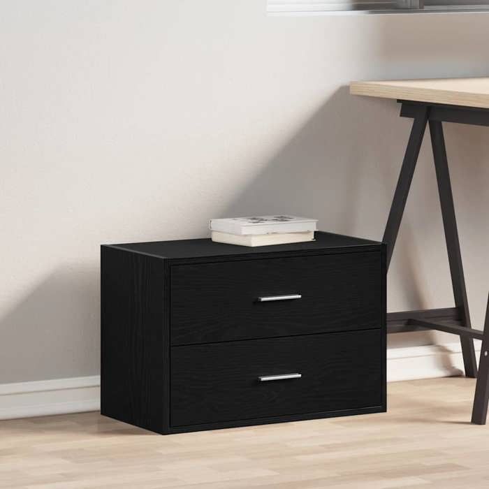 VidaXL Cabinet with 2 Drawers Black Oak 60x31x40 Cm Engineered Wood, Storage Cabinet, Sideboard, Buffet Cabinet, 858823