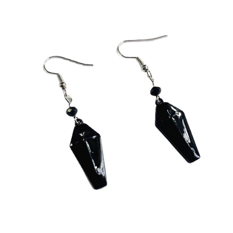 European Retro Vampire Cross Coffin Earrings with Red Drip Oil for Halloween
