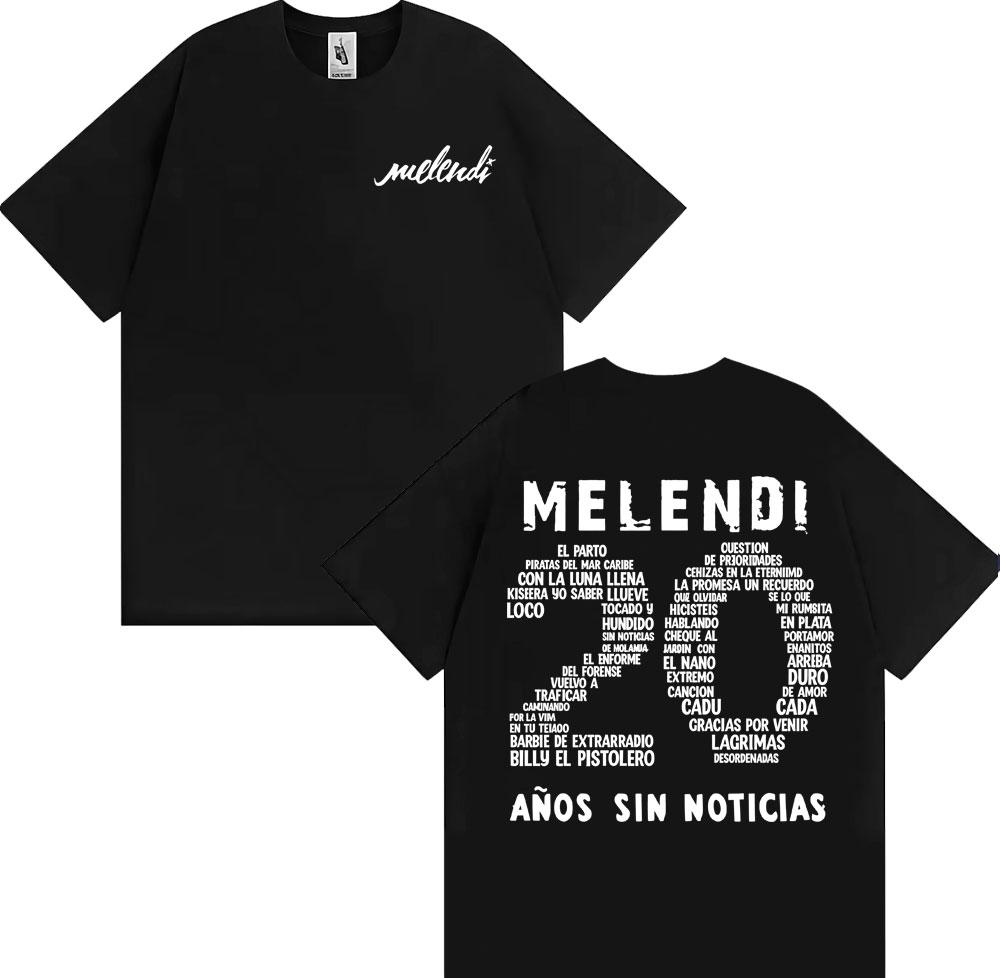 Rapper Melendi 20 Anos Sin Noticias Merch Tee Shirt Unisex Unisex Fashion Retro Short Sleeve T Shirt Cotton Casual Oversized TShirt