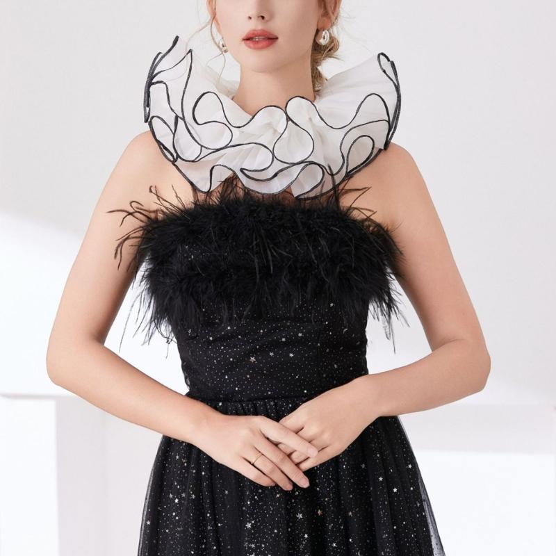 Themed Party Neck Ruff For Jester Costume Breathable Mesh Collar Neckpiece Halloween Transformation Accessory