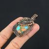 Copper Larimar Gemstone Pendant, 999 Copper Wire Wrapped Pendant Unique Design Jewelry, For Women