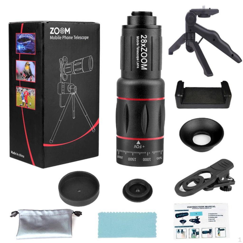 Phone Telephoto Lens Kit High Magnification 28x Magnify Tripod Use Standard