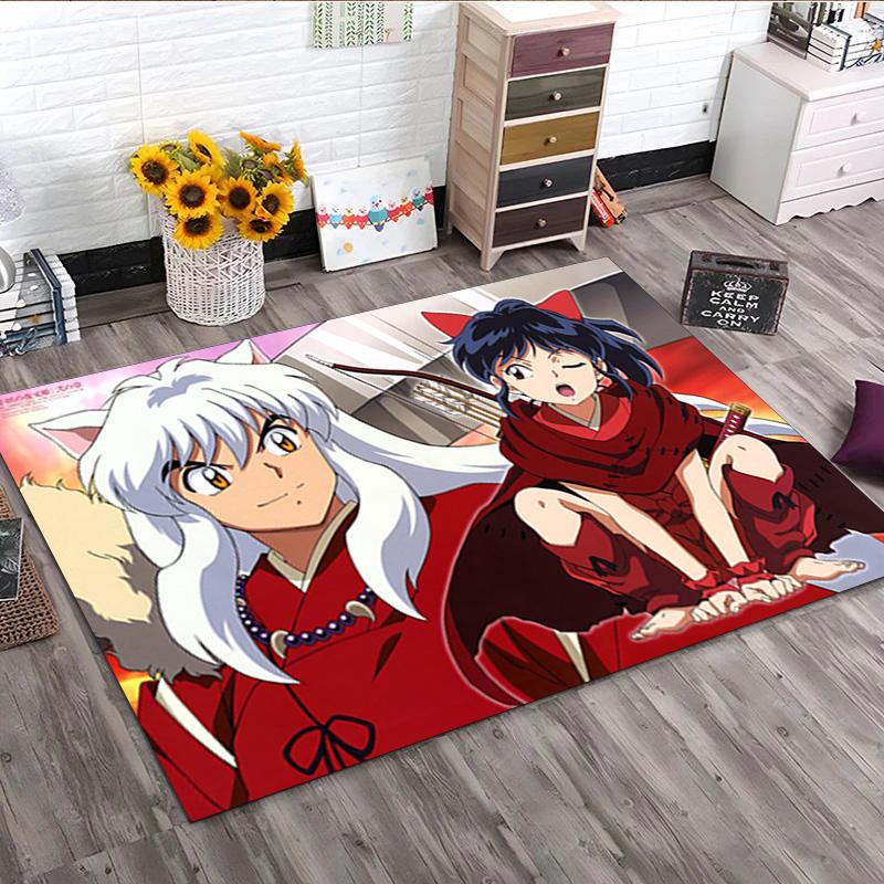 1PC Inuyasha Carpet Office Decorative Carpet For Living Room Bedroom Door Mat Floor Rug Computer Chair Area Rug Perfect Holiday Gift