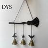 Iron Wind Chime Halloween Witch Broom Chime, Holiday Party Decorative Hanging Bell Metal for Indoor Outdoor Garden Patio Porch Festive
