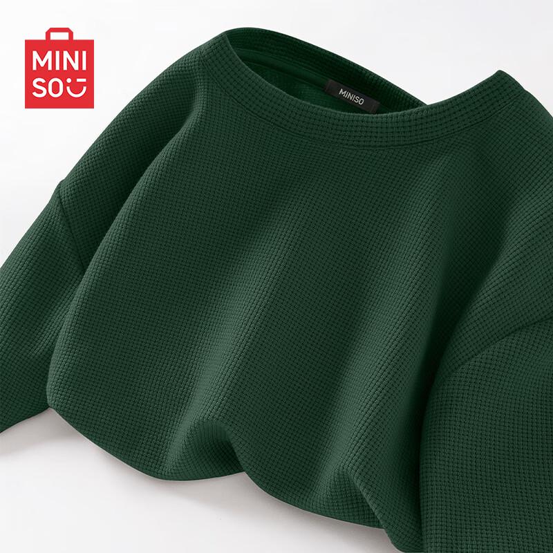 MINISO Men's Waffle Knit Heavyweight Casual T-Shirt