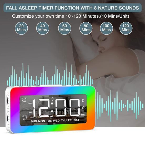 

1 комплект будильника с двумя будильниками, светодиодный дисплей с регулируемой яркостью, функция повтора, зарядное устройство USB, цифровые часы для пробуждения для детей, подростков и взрослых