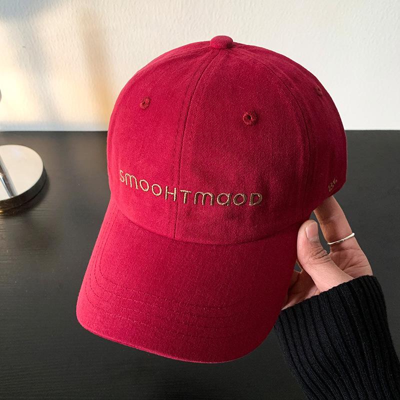 The New Korean Style Face Showing Small Cap with Letter Embroidered Blue Baseball Cap for Women In Spring Is A Trendy High Quality Baseball Cap