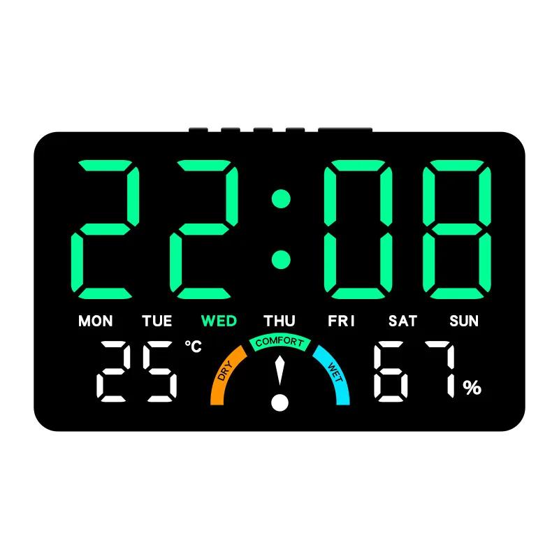 

Digital Alarm Clock TEMP Humidity Week Comfort Level Dual Alarm Snooze Table Clock 12/24H Timer Auto Dimmable LED Wall Clock
