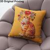 Vintage Embroidered Floral Orange Cat Throw Pillow Covers Pattern Cushion Cover Suitable For Sofa Bedroom Car Pillow Cover