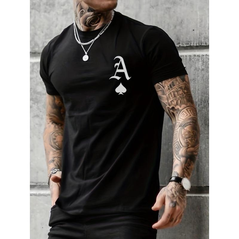 Summer Men's New Casual Loose Fit Large A Letter Print Round Neck Short Sleeved T-shirt clothing Comfort Plus Size