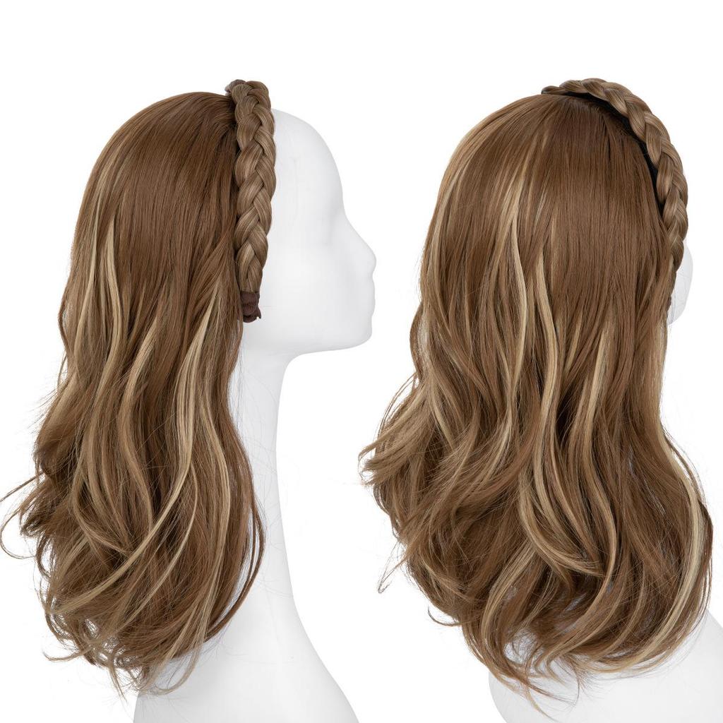 Parrucca Transfrontaliera: Fascia, Crescita dei Capelli e Dimagrimento del Viso Parrucca Lunga Riccia con Treccia a Tre Fili