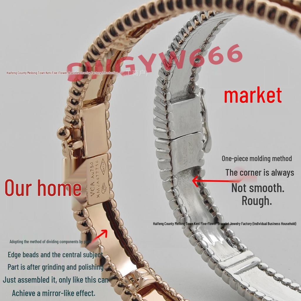 Kaleidoscope Four-Leaf Clover Women's 18k Yellow/Platinum/Rose Gold Diamond Bangle: Wide/Narrow Light Luxury