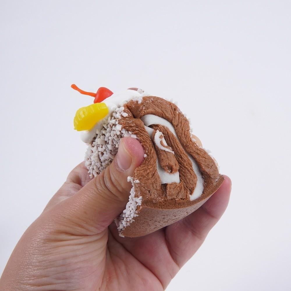 Creative Swiss Roll Squishy Toy Anxiety Relief Realistic Food Pinch  for Kids Adults