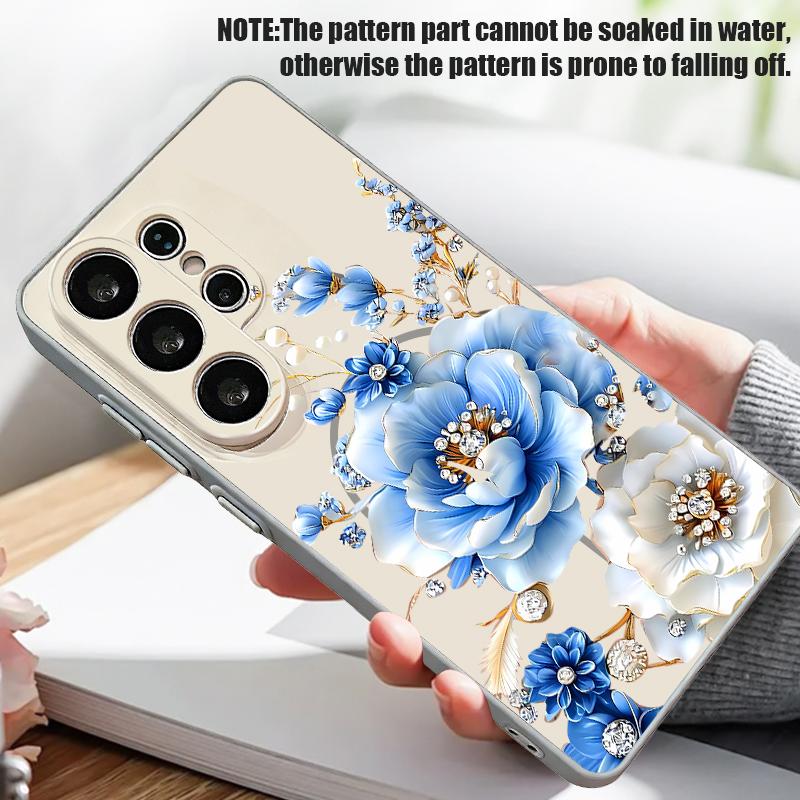 Little Floral Pattern Magnetic Case For Samsung S26 Ultra S25 Edge S24 FE S23 S22 Plus A54 A15 A35 A55 A16 A36 A56 A17 A37 A57 5G Matte Cover
