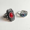 925 Sterling Silver Rings for Women Couple Minimalist Handmade Retro Red Big Stone Ring Fine Jewelry Gift Prevent Allergy