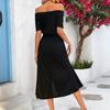 Women's Summer Elegant Off The Shoulder Short Sleeve One Line Neck Dress