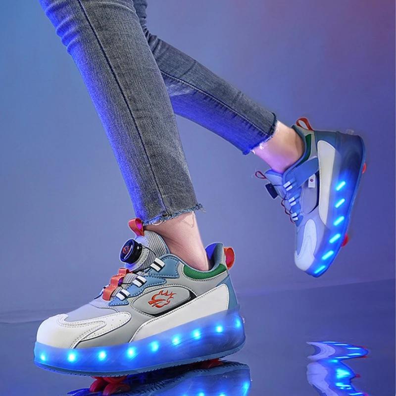 Children's 4-wheel Invisible Roller Skate Shoes Adult Roller Skates Boys' Wheel Shoes Girls' Skates Shoes With Wheels Sneaker