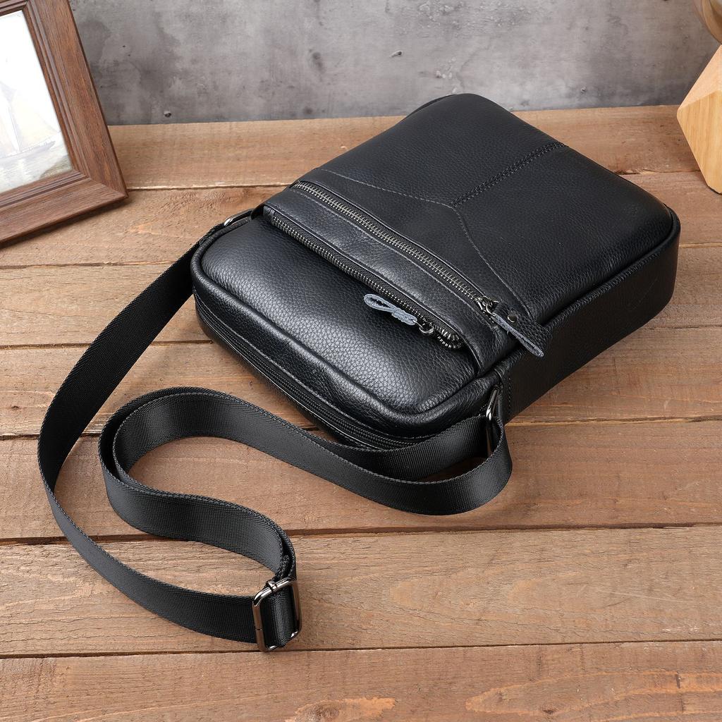 Top‑Grain Cowhide Genuine‑Leather Small Shoulder Crossbody Bag 2026 New for Men Large‑Capacity Messenger Purse for Business & Commute Use