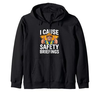 Lustige Bau-Sicherheitsunterweisung Schutzhelm, Bauarbeiter/Arbeiter Zip-Up Hoodie