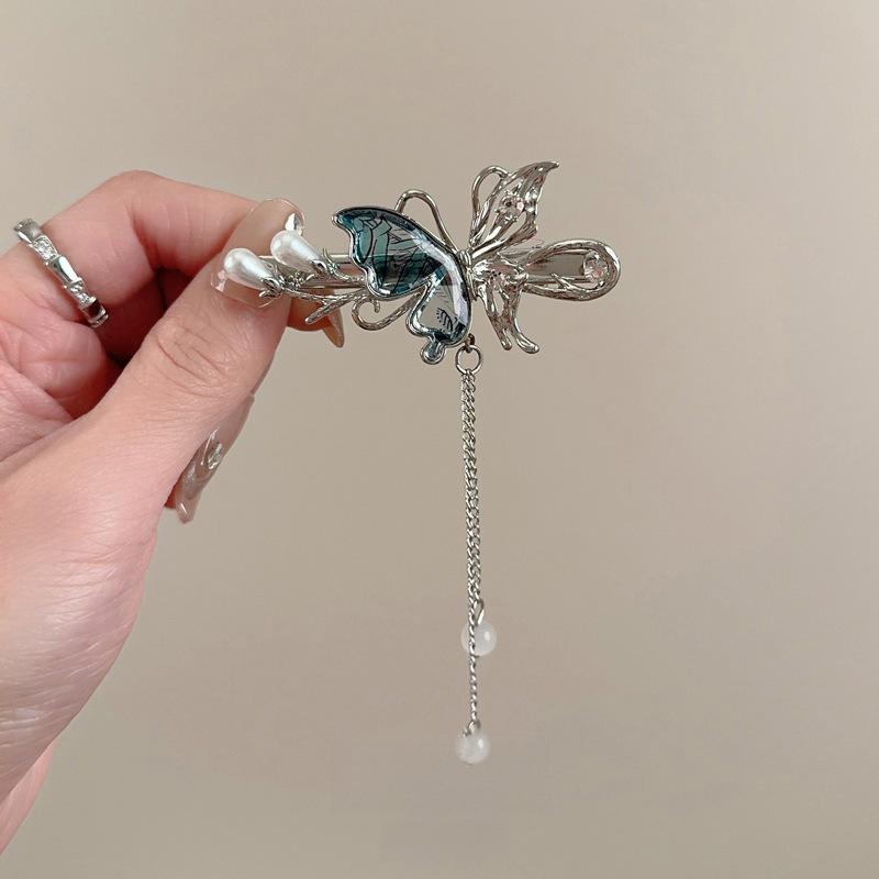 

Заколка-невидимка с бахромой из акрила в виде бабочки, женская изысканная модная, зажим-уточка, темпераментная, легкая роскошь, головной убор, аксессуары для волос, высокое чувство