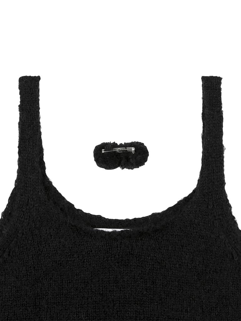 Tuomio Cut-Out Ribbon Knit Tank [Black]