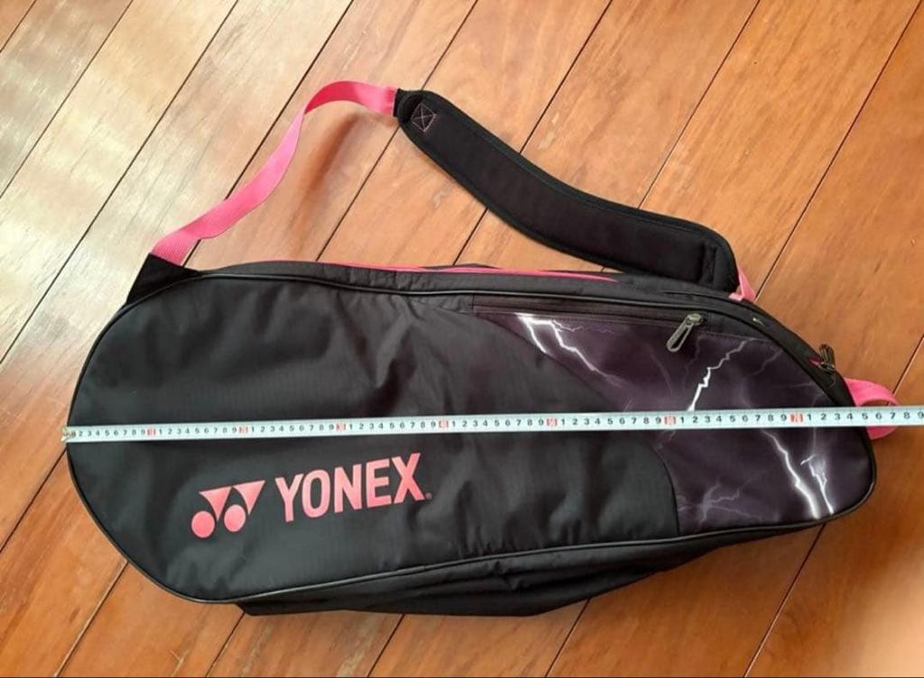 [USED] Yonex Racket Bag, Black/Pink, Lightning Bolt Pattern