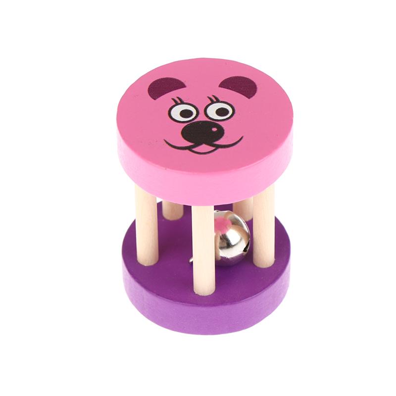 Kids Cartoon Wooden Castanets Five-stud Rattle Bells Baby Clapper Handle Musical Instruments Toys Educational Toys For Children