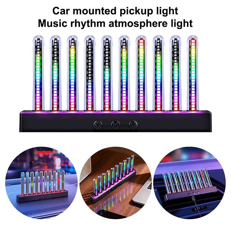 Car RGB Pickup Light Dynamic Gradient Sound Control Light Universal Air Vent Dashboard Car Interior Ornament Auto Interior Light