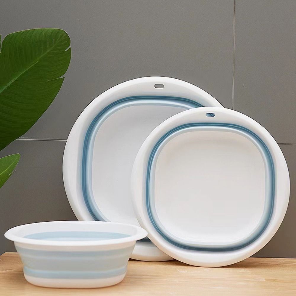 

3Pcs Hanging Hole Folding Foot Bucket Stackable Portable Wash Basins Household синій