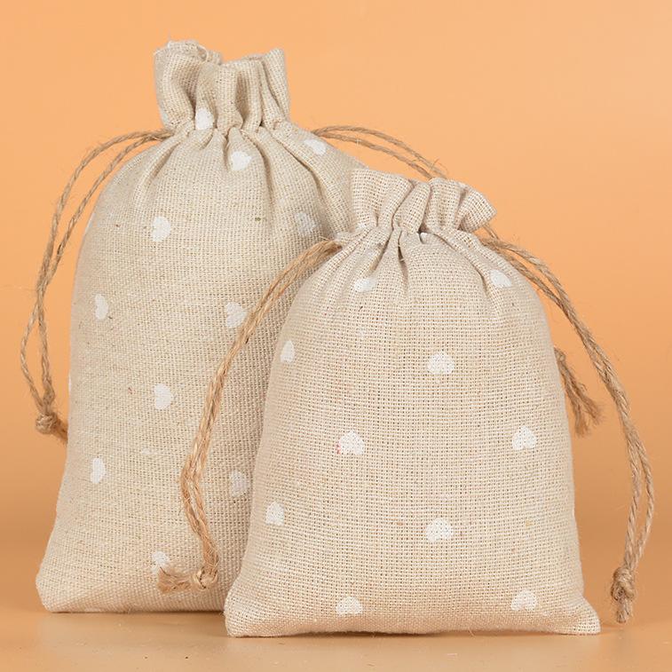 12pcs Linen Drawstring Bag Christmas Gift Apple Packaging Candy Decoration Storage Bag Drawstring Bag