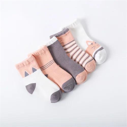 

5 пар/комплект детские носки для мальчиков и девочек весна-осень хлопковые с мультяшным принтом носки для малышей аксессуары для детской одежды 0-3 года 0-1Years(S)