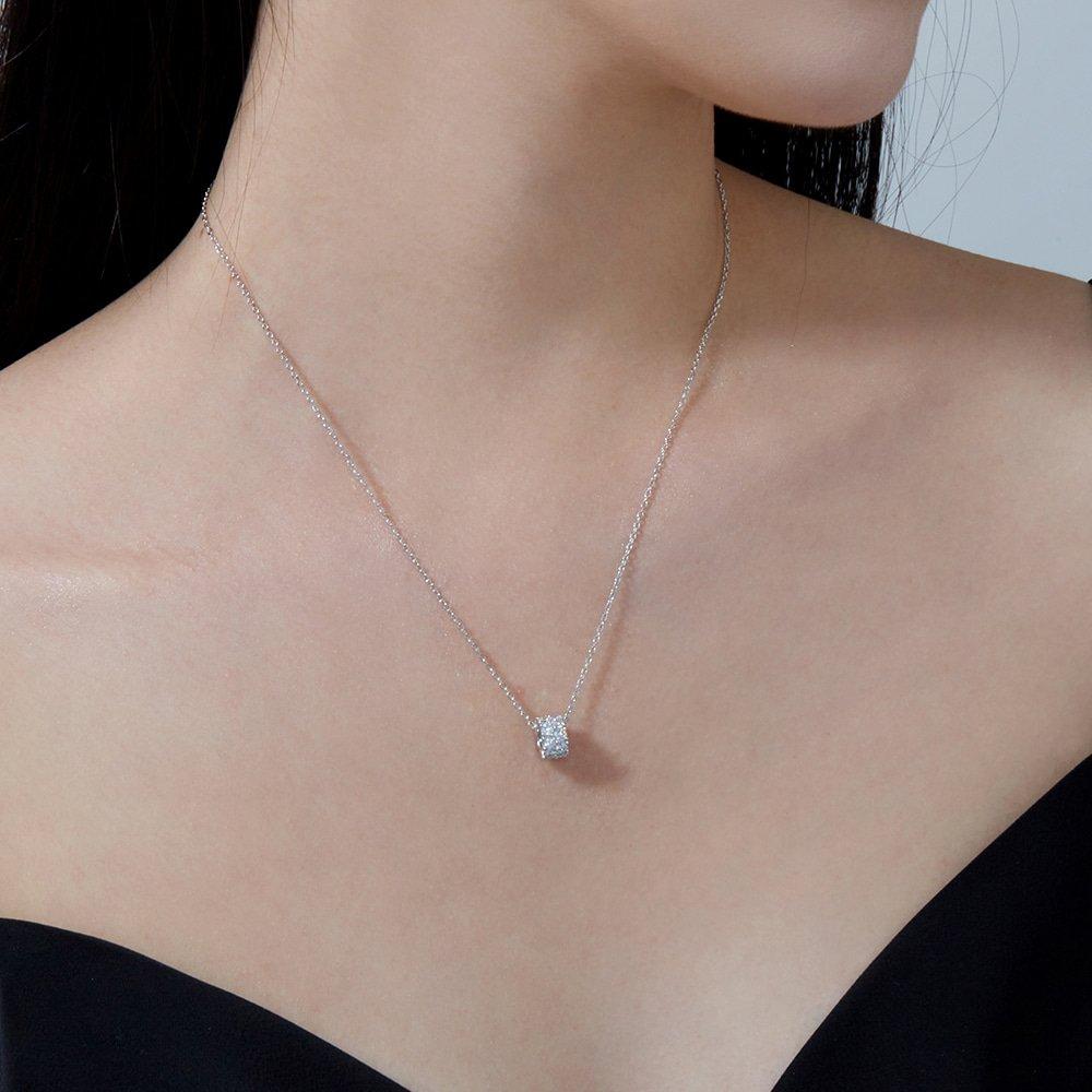 14kgf Pave Cubic Ring Necklace 92.5 Silver Cmne0001