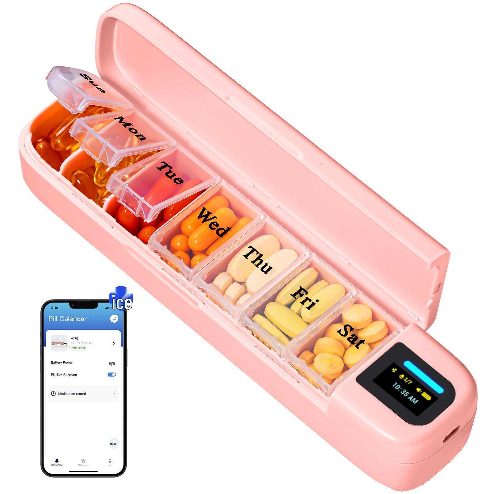 Portable 7-Day Smart Medicine Box with Multifunctional Timed Alarm and Compartments Size: 275*72*60mm