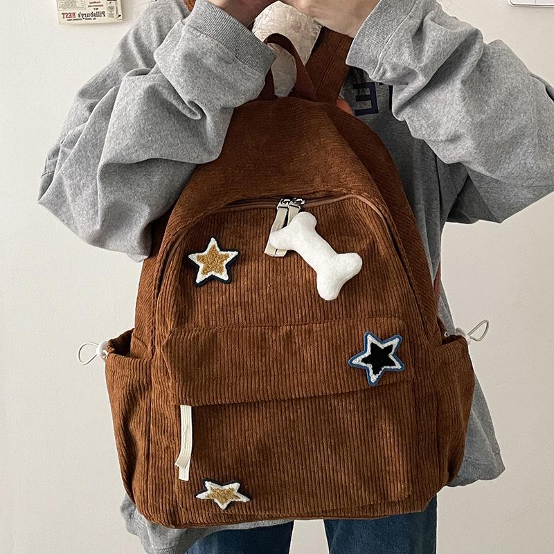 Star Women s Japanese Corduroy Y2K Large Capacity College Backpack 2109₽