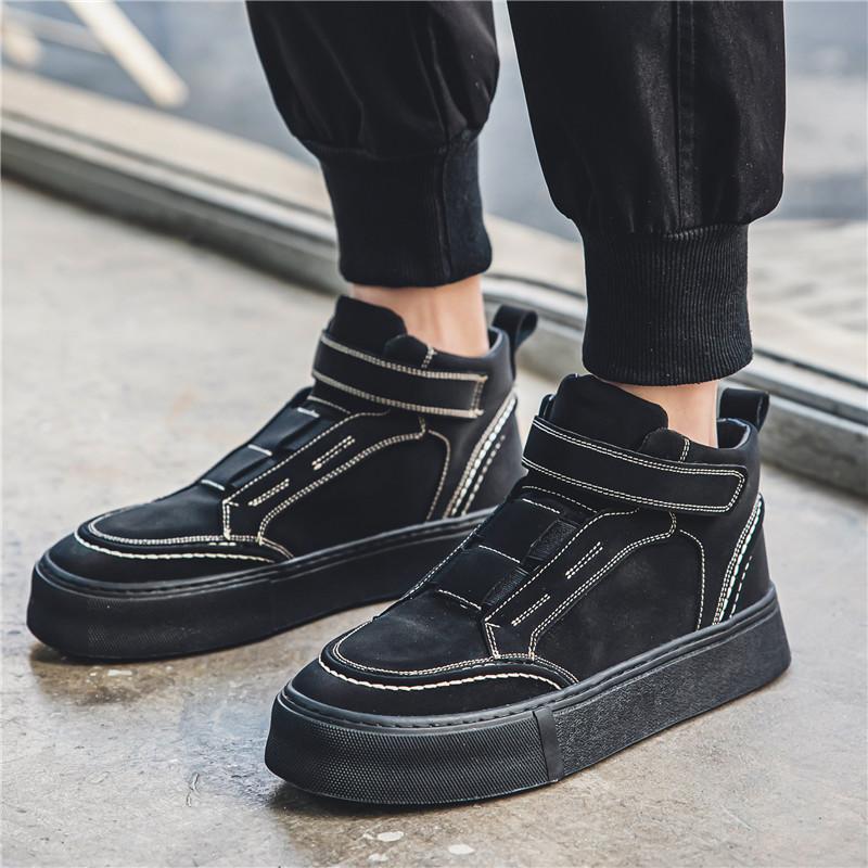 Men's High Top Skate Shoes Winter Warm Cotton Padded Sneakers Fashion Casual Shoes Non-Slip Fur Lined Flats Platform Thick Sole