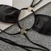 Women's Black Circle Straps European And American Sexy Split Backless Bikini Swimsuit