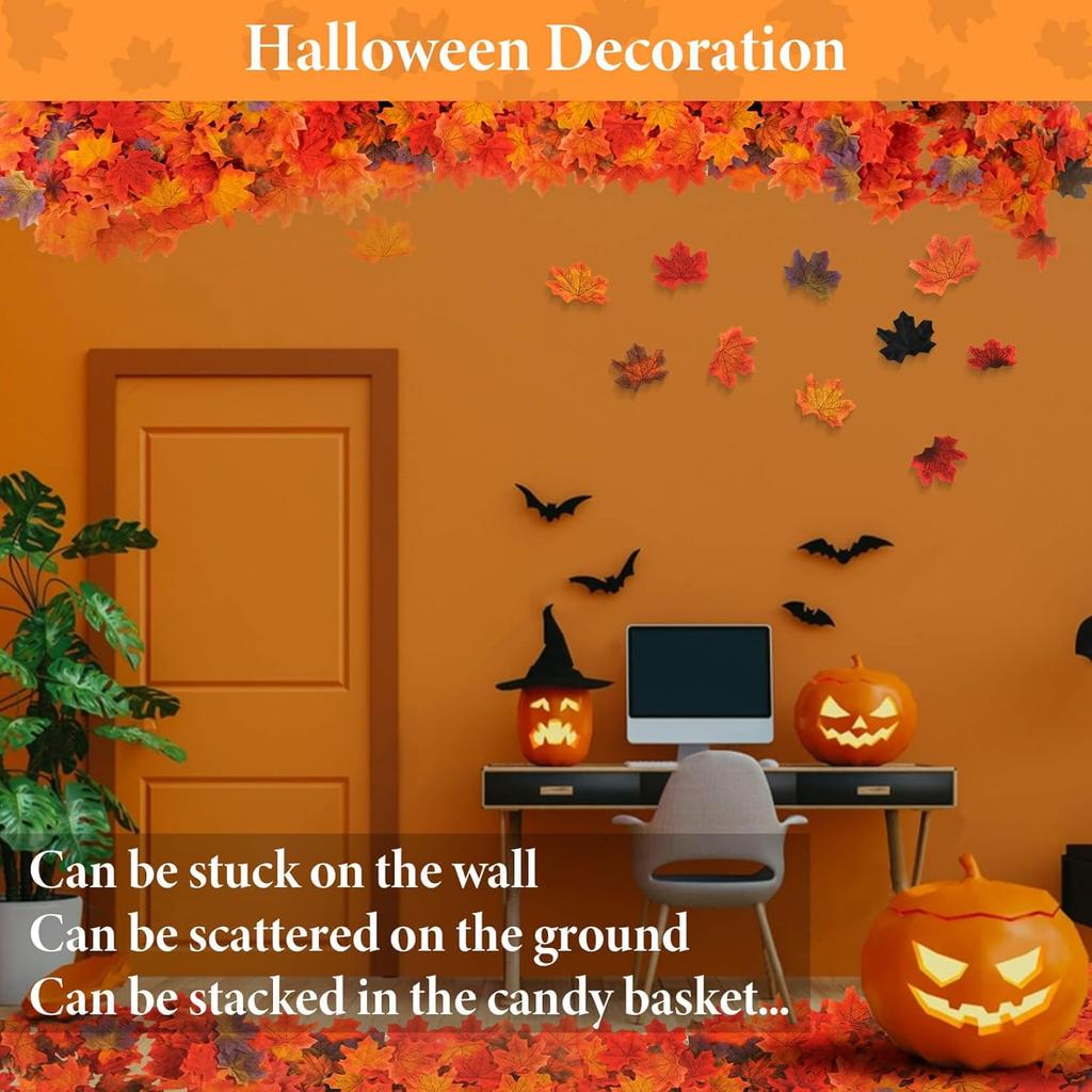 MAQIHAN 350PCS Fall Maple Leaves - Autumn Fall Maple Leaf Garland hojas de otoño para decorar Foliage Artificial Table Decoration Faux Fake Loose