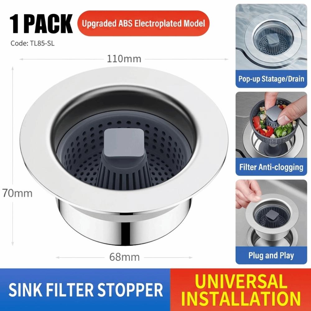 Stainless Steel Sink Stopper Rust-proof Sink Strainer Drain Basket  Bathroom Sink