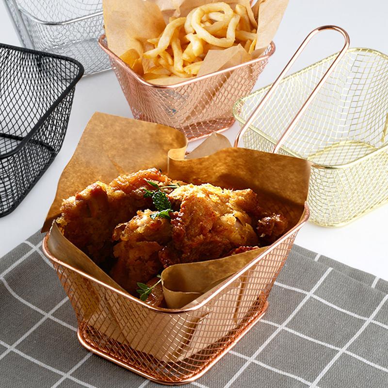 Stainless Steel Frying Basket Multifunctional Mini French Fries Frying Basket Creative Square Oil Separated Frying Basket