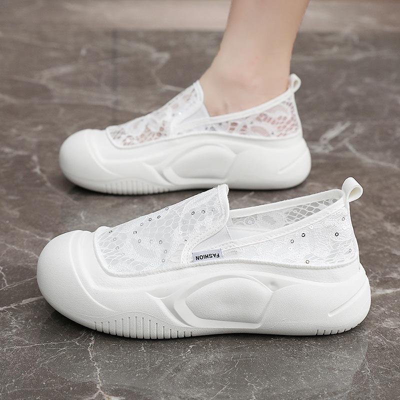 Zyxfl55 New Mesh Surface White Shoes Female Hollowed-out Breathable Board Shoes  Summer Platform Height Increasing Shoes Mesh Surface Shoes