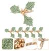 6pcs Napkin Rings Christmas Table Decor Berry Leaf Design Serviette Clasps For Party Dining Home Xmas Decoration