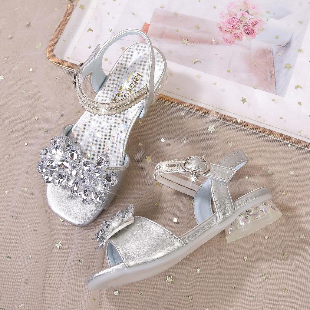 Summer Girls Princess Sandals Crystal Flower Sandals Children's Shoes Baby Girl Rhinestone Sandals Crystal Shoes