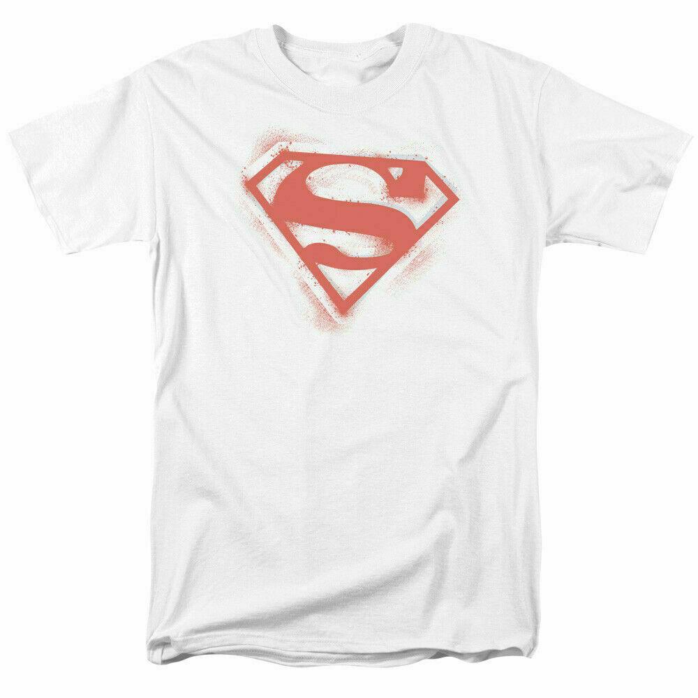 Superman Red Spray Paint Shield Logo T Shirt Comic Book Movie Tee White Unisex T-Shirt XXXL
