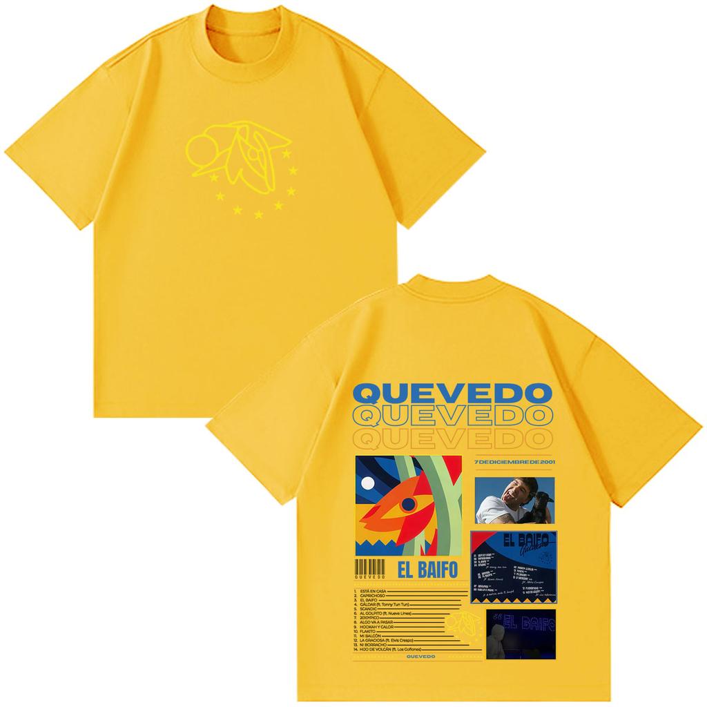 Quevedo El Baifo Album 2026 Tour Print T Shirt Unisex Unisex Fashion Clothing Tshirt Shortsleeved Cotton Loose Oversized Tshirts
