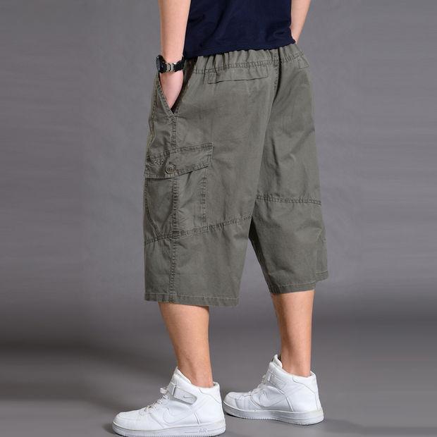 Sommer Sport 3/4 Hosen Herren Locker Shorts Übergröße Weiter Bein Hosen Mann Lässig Dünn 3/4 Cargo Shorts 6XL grün